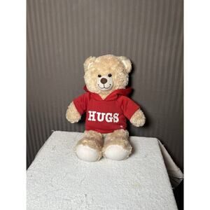 Build-A-Bear "Happy Hugs" Teddy Bear Plush Animal 16" Beige Tan Red Hugs Hoodie